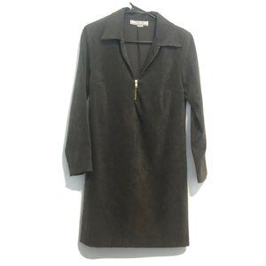 Vintage Christy Lyn Polyester Velvet 70s Style  Olive Shift Dress Women 9/10